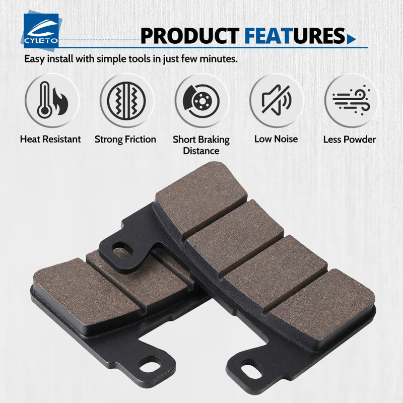 Cyleto Front and Rear Brake Pads for Honda CBR600RR 2003-2004 CBR600 F1 F2 F3 F4 F4i F5 F6 Sport 1999-2007 CBR900RR Fireblade 1998-2003 CBR954RR 2002-2003 CBR929RR 2000-2001 - Image 5